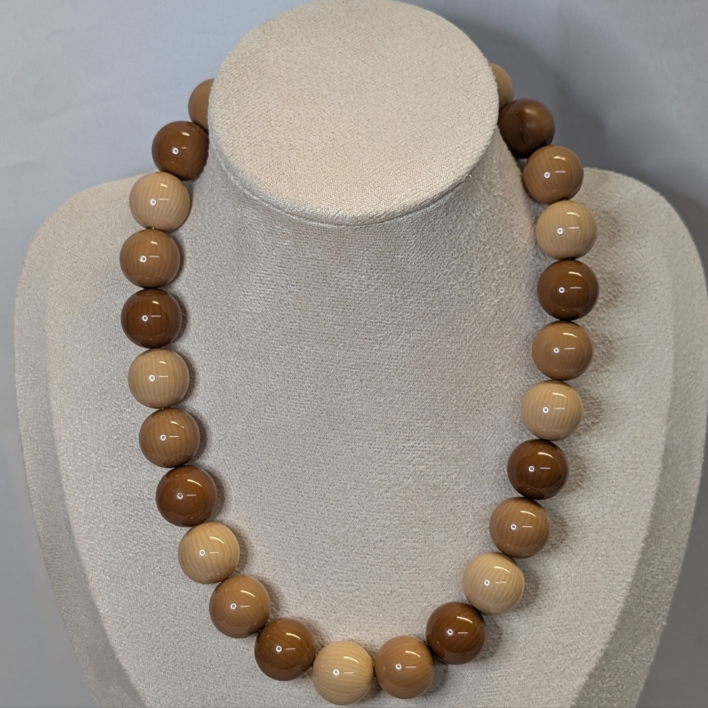 3 for $20 Vintage Faux Wood Bubblegum Necklace Original Tag. One Bead Has Crack